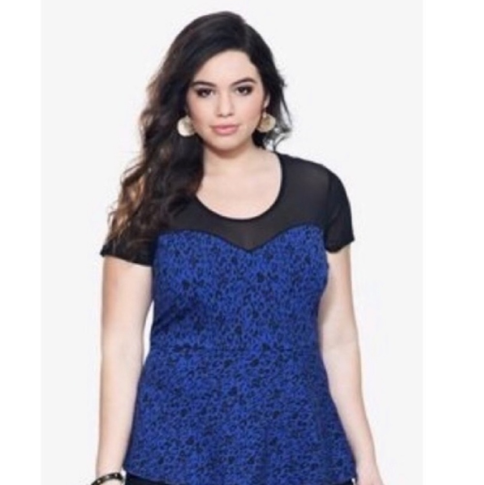 💙Torrid 3 - Blue leopard print babydoll top